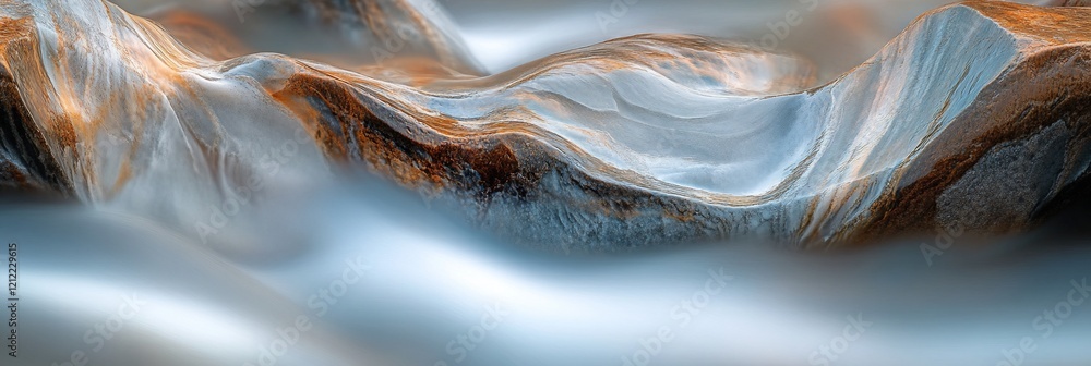 Aufkleber abstract flowing water texture with brown and white tones, creating a unique artistic landscape.