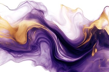 Fototapeta premium Elegant Purple and Gold Abstract Flowing Fabric Design