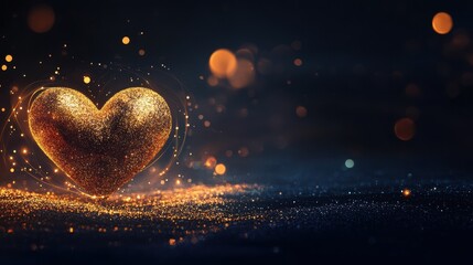 Sparkling Gold Glitter Heart Romantic Image for Valentine's Day