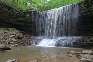 Fototapeta premium A waterfall cascading down a rocky cliff.