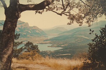 A vintage photograph of a beautiful landscape.