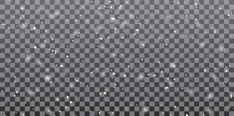 White snow overlay on a clear, transparent dark background.  Snow storm effect, blurred, cold wind with snow.