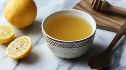 Sipping warm lemon tea for soothing a sore throat during a cozy afternoon at home