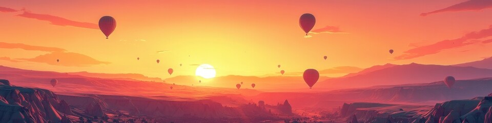 Cappadocia at golden hour, breathtaking landscapes, vibrant hot air balloons, enchanting skies, serene beauty, cultural richness