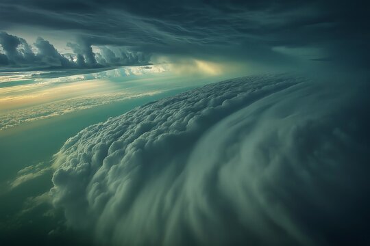 A thunderstorm rolling over a vast landscape