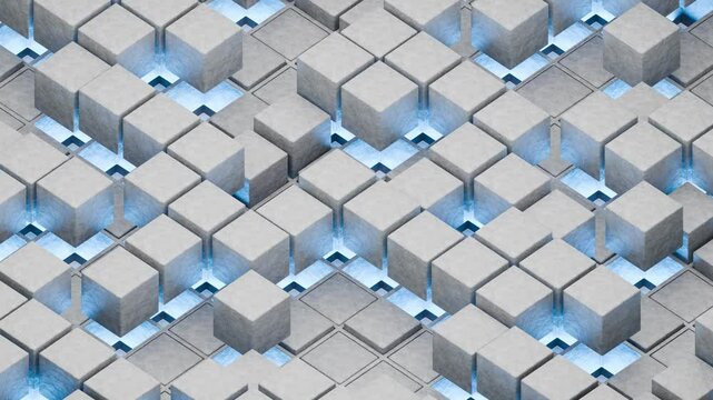 3d render of geometry shapes loop on block background