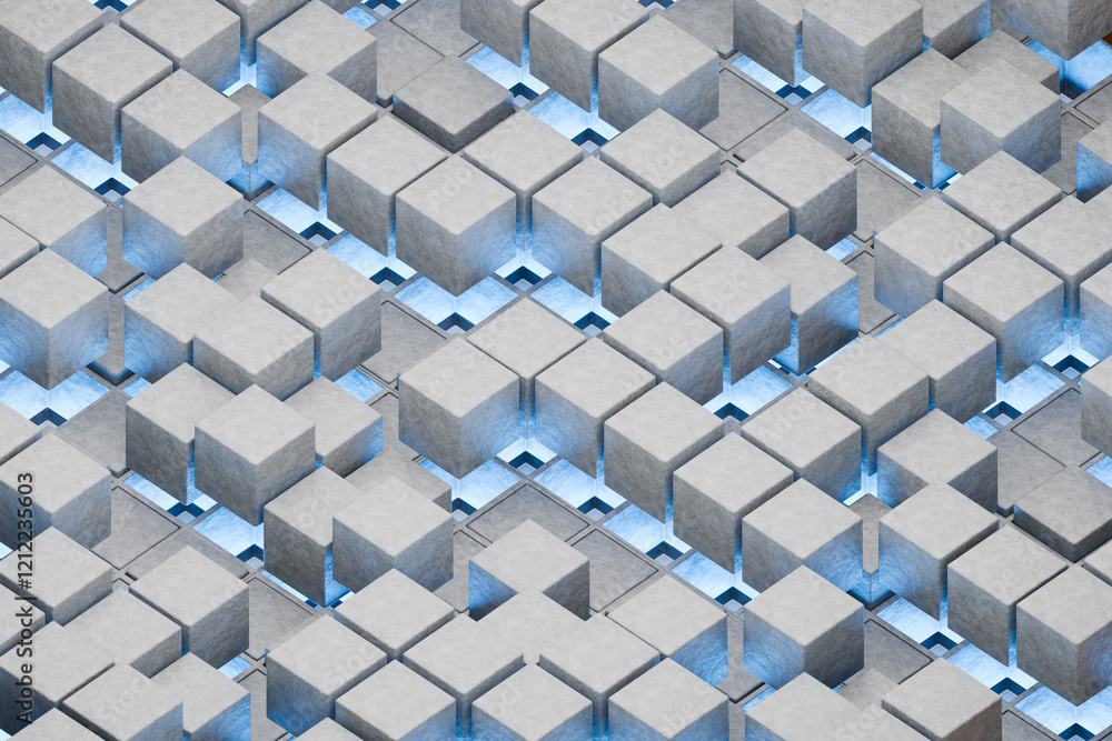 Poster 3d render of geometry shapes loop on block background