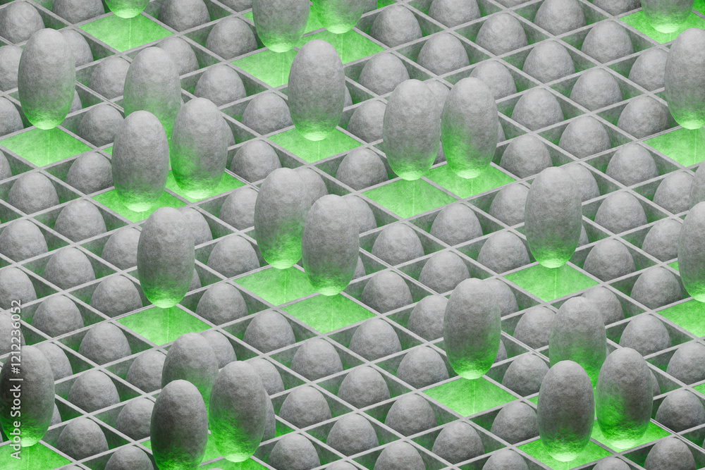 Poster 3d render of geometry shapes loop on block background