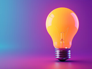 Bright orange light bulb illuminates a vibrant gradient background with bold contrasts in modern artistic style, capturing cinematic aesthetics and symmetry
