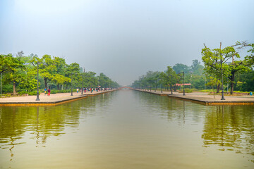 Fototapeta premium Lumbini is the birthplace of Buddha. Today, Lumbini is located in Nepal and along with Bodh Gaya, Sarnath and Kushinagar forms the famous Buddhist circuit. 21 December 2024, Nepal.