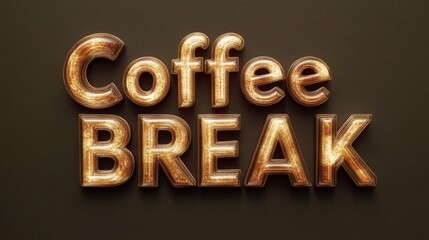 letter "Coffee BREAK" with a BRIGHT golden and brown gradient, featuring puffy 3D effect, coffee BACKGROUND --ar 16:9 --v 6.1 Job ID: 219e9a9a-e353-46e4-b88d-9f748daf3e1a