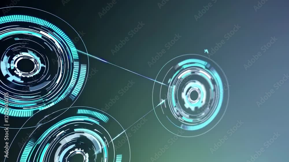 Poster exploring digital connections and futuristic designs in vibrant color displays at a technology event