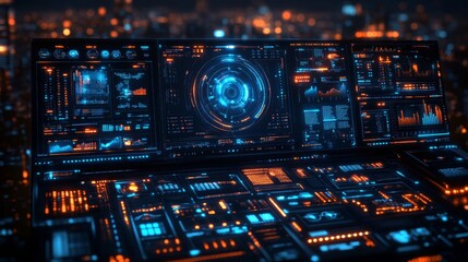 Obraz premium Future technology sensing data monitoring interface