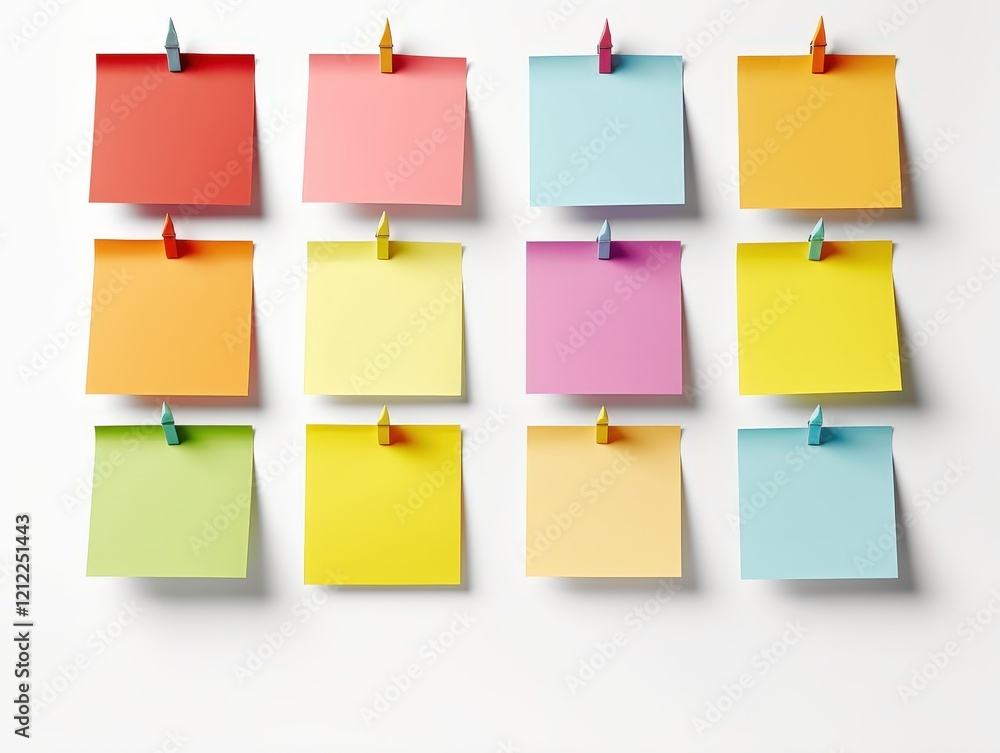Poster colorful sticky notes on a dark background creating a vibrant display