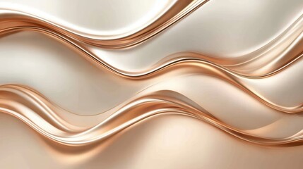 Obraz premium Flowing Elegance: Abstract Wave Patterns in Soft Rose Gold, Digital Art, Modern Design, Sleek Environment, Aesthetic Perspective
