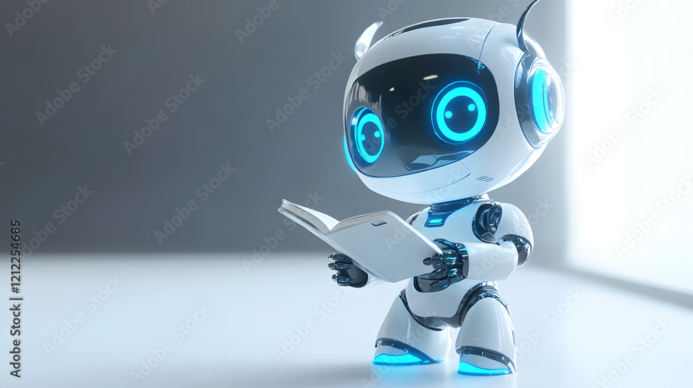 Poster a robot that imitates humans in reading books and studying