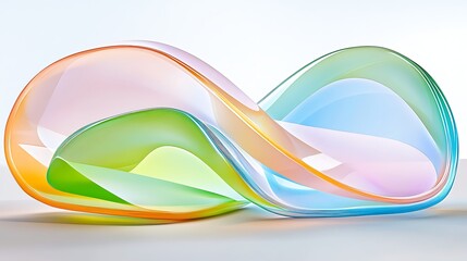 Fototapeta premium Abstract Colorful Glass Sculpture Modern Art Swirling Design Pastel Hues