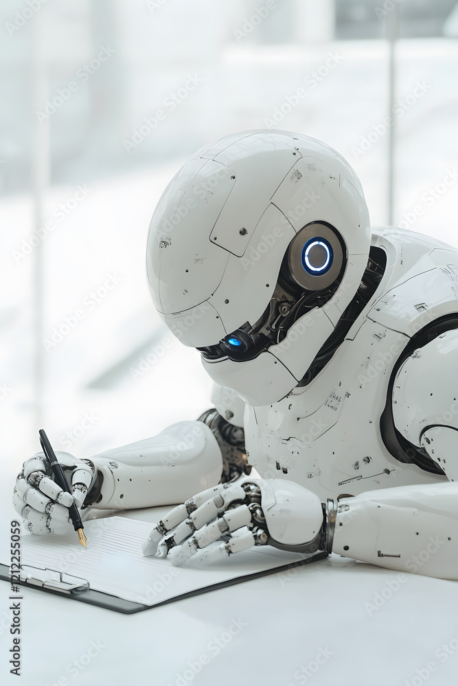 Poster a robot that imitates humans in reading books and studying