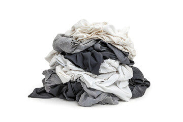 Big pile of dirty laundry, isolated on white background