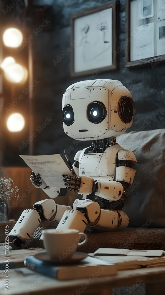 Poster a robot that imitates humans in reading books and studying