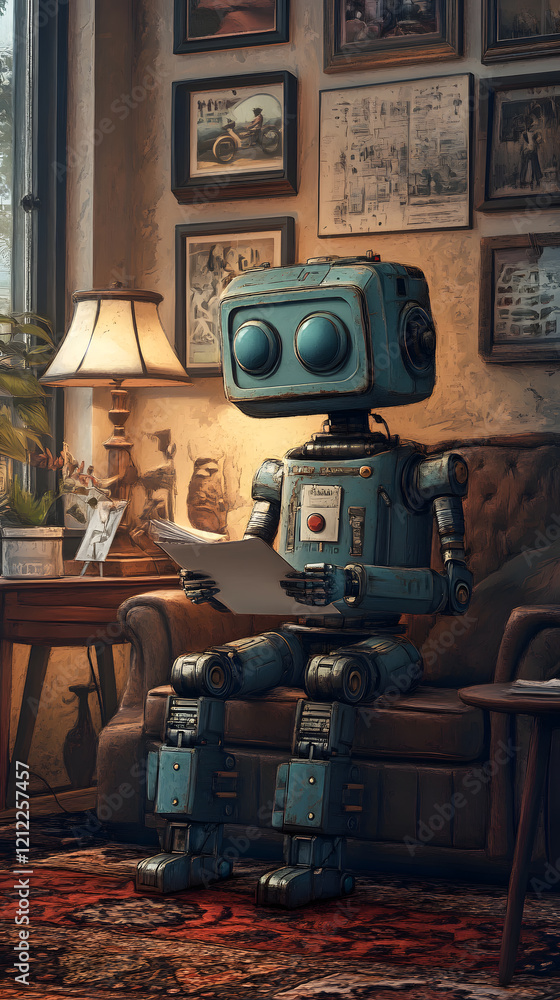 Poster a robot that imitates humans in reading books and studying