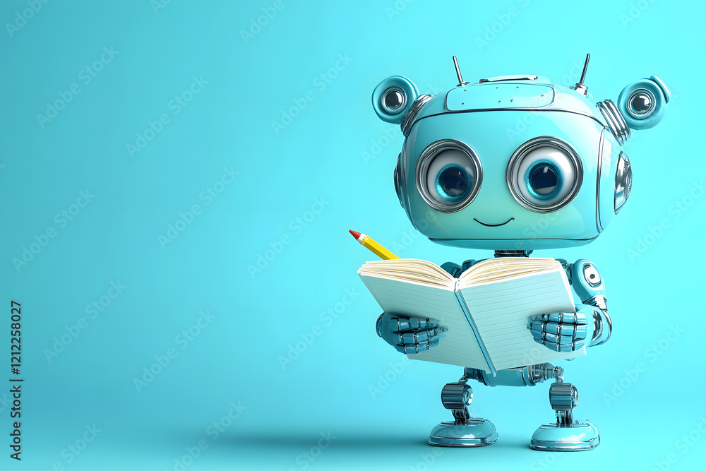 Poster a robot that imitates humans in reading books and studying