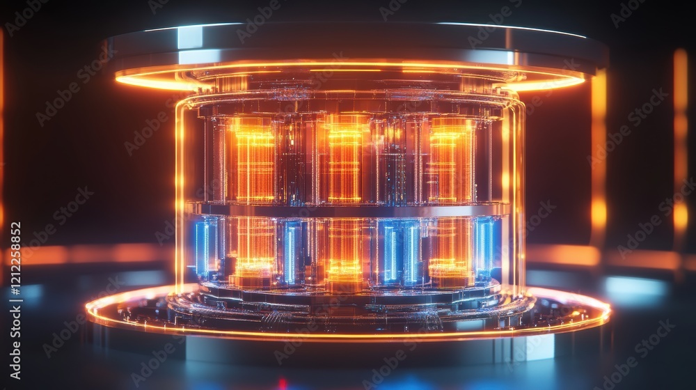 Poster gigapixel exploration of a quantum computer lab a futuristic close-up perspective