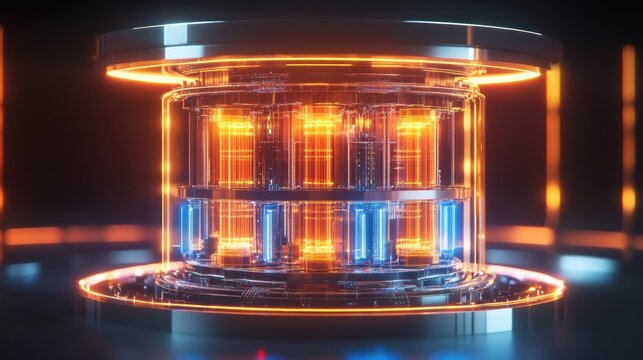 Gigapixel exploration of a quantum computer lab a futuristic close-up perspective
