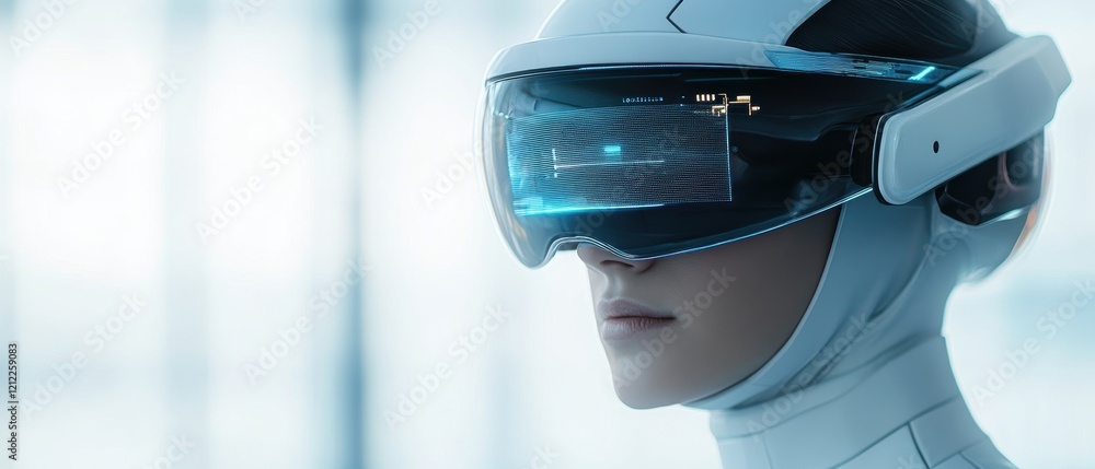 Poster innovative engineering event exploring futuristic ar helmets in cutting-edge lab