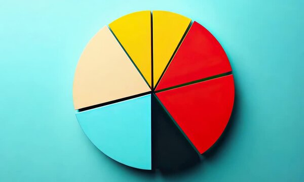 A colorful pie chart with seven segments displayed against a light blue background.