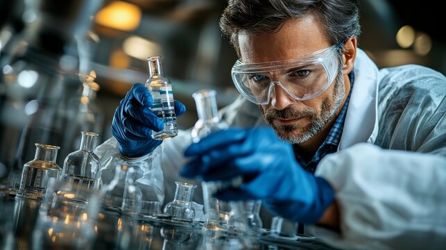 Scientists in protective gear work in a biohazard laboratory, handling biohazardous materials with care while conducting experiments aimed at advancing medical and biological research.