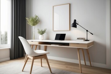 Study Room Design With White And Wood Table