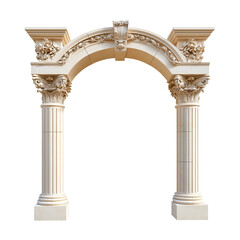 Classic column arch isolated on transparent background, cut out