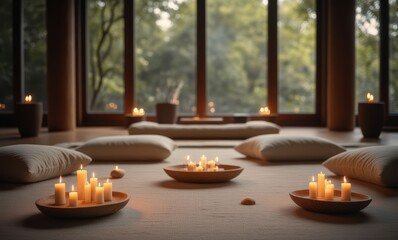 Tranquil candlelit meditation space