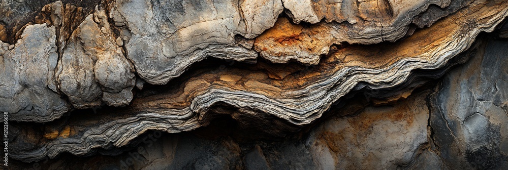 Poster Close-up of layered rock formations showing texture and color variations.