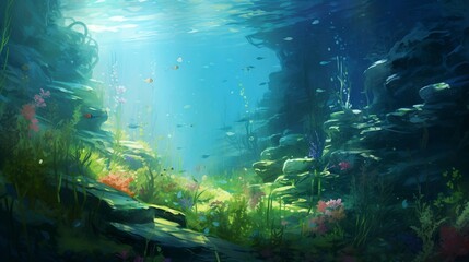 Fototapeta premium A photo of a captivating underwater scene oil paint
