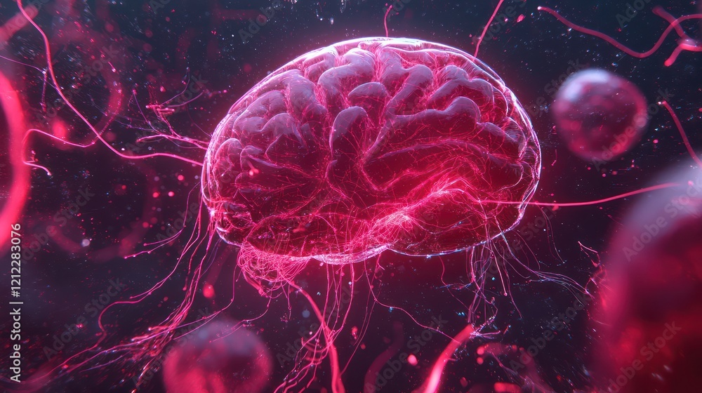 Poster a vibrant, digital representation of a brain, surrounded by neural connections, emphasizing the comp