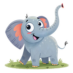 Cute elephant in flat cartoon style