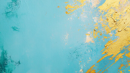 Abstract turquoise and gold ink texture