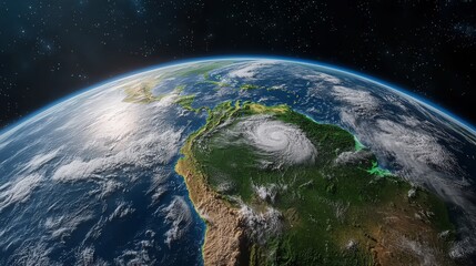 Obraz premium Exploring South America from Space A Digital Technological Perspective of Our Planet