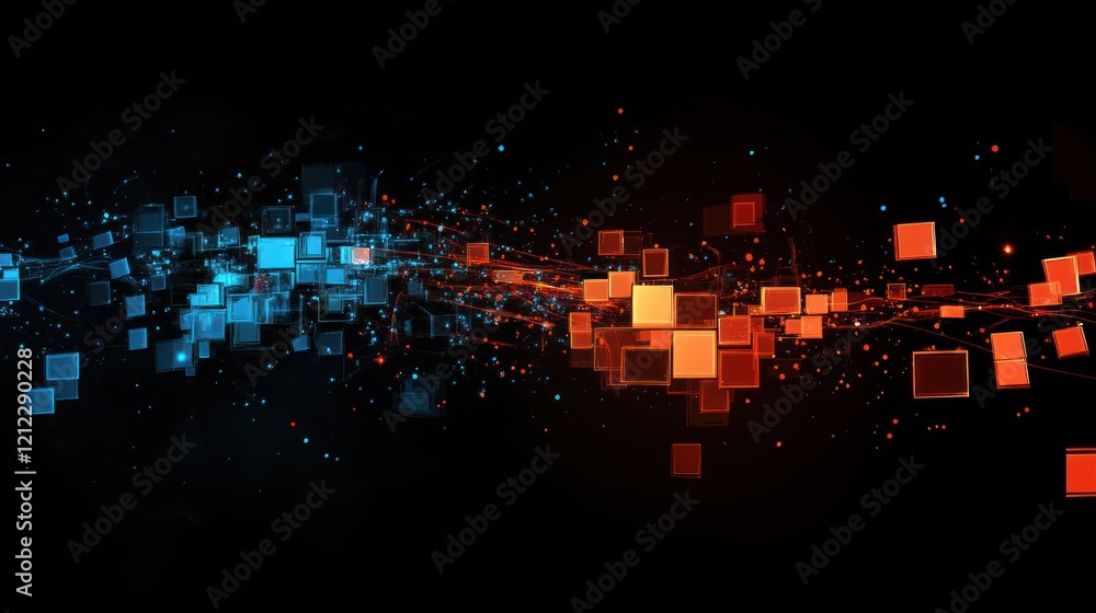 Poster abstract digital flow: a symphony of light and data streams