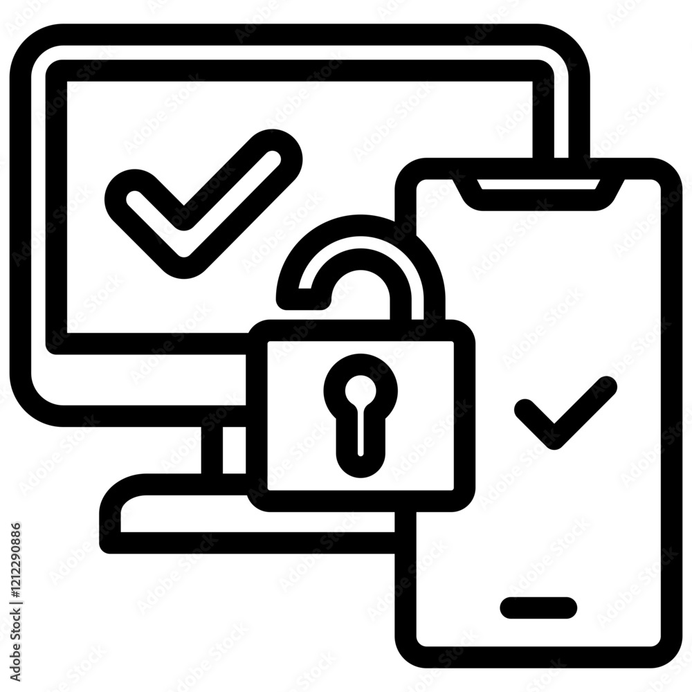 Poster two factor authentication outline icon