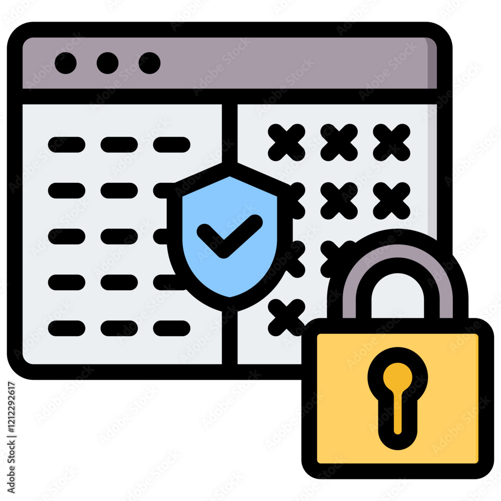 Aufkleber Data Encryption Outline Color Icon