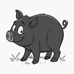 Obraz premium Cute Black and White Pig Silhouette for Design Projects