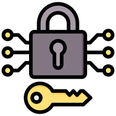 Cryptography Outline Color Icon