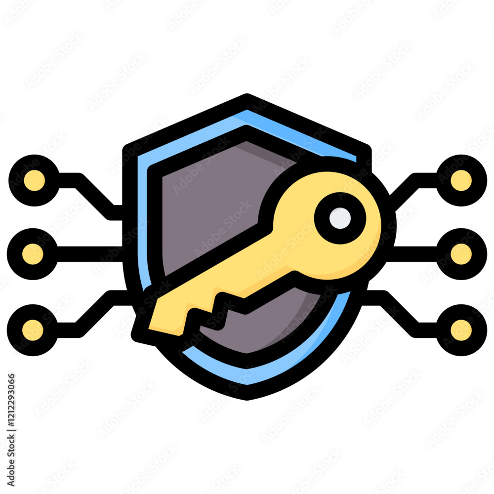 Poster encryption key outline color icon