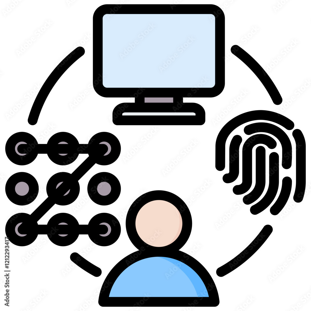 Aufkleber multi factor authentication outline color icon
