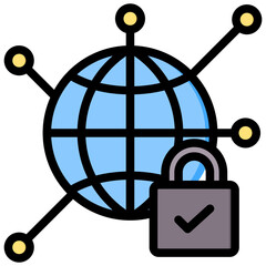 Secure Network Outline Color Icon