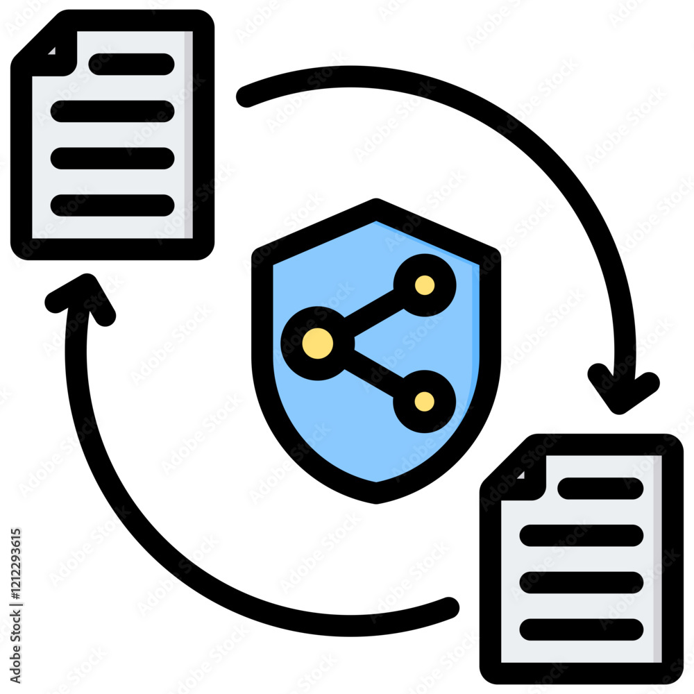Poster Secure File Transfer Outline Color Icon