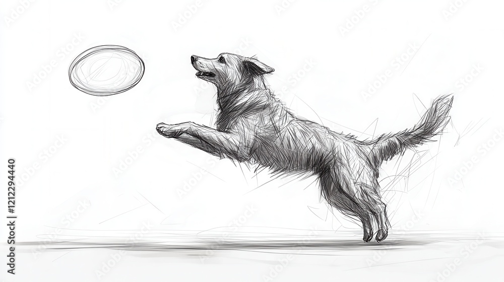 Poster dynamic dog leaps joyfully to snatch a frisbee mid-air, low poly design captures playful energy and 